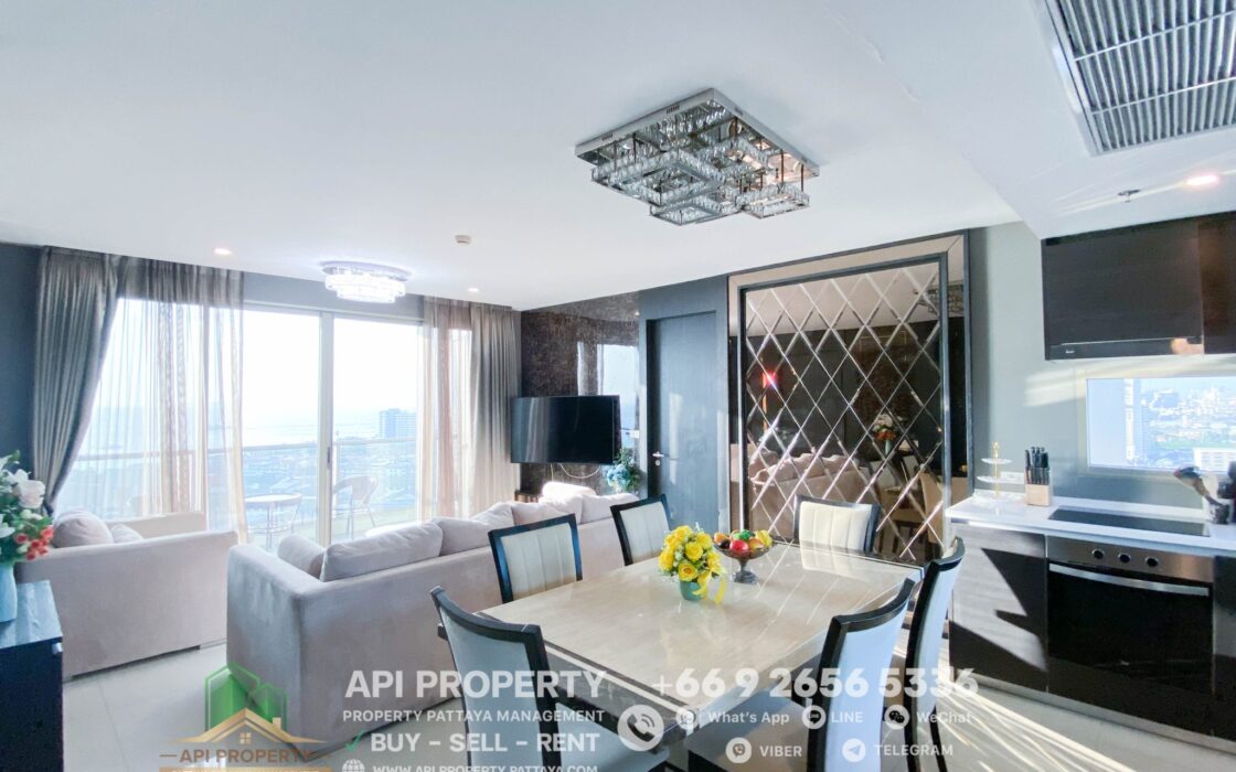 The Riviera Jomtien 2 Beds 2 Baths 85 Sqm, Corner unit, Sea View, For Rent 55,000/month