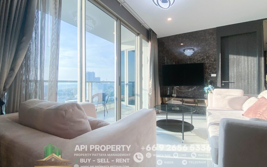 The Riviera Jomtien 2 Beds 2 Baths 85 Sqm, Corner unit, Sea View, For Rent 55,000/month